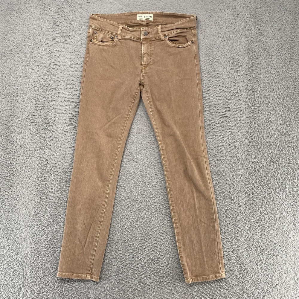 Nili Lotan Skinny Jeans Womens‎ 4 Tan Light Wash Mid Rise Stretch Denim Brown
